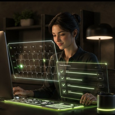 Glowing AI agent interface